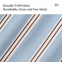 Close-up of breathable striped twill-style dog bed fabric