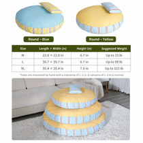 Round striped dog bed dimensions and size guide