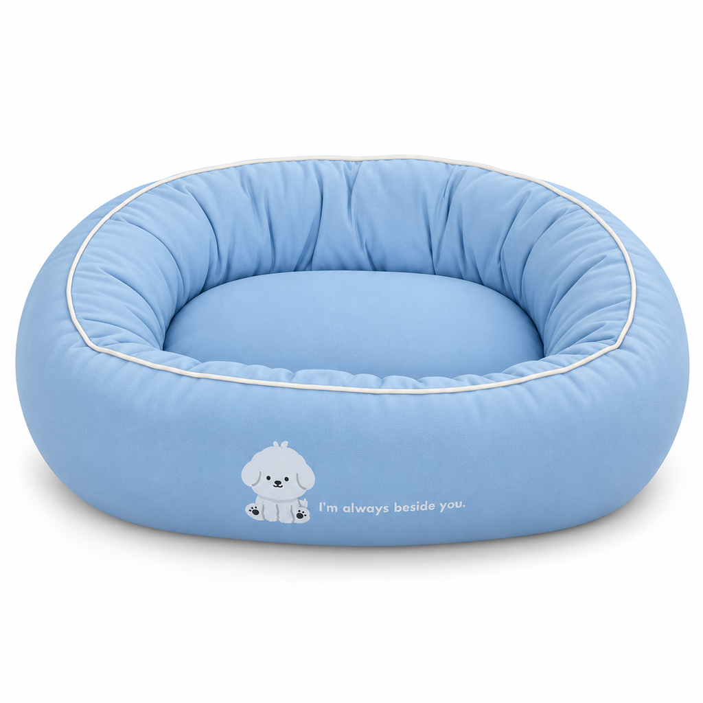 Cooling Fabric Bolster Dog Bed with Non-Slip Base