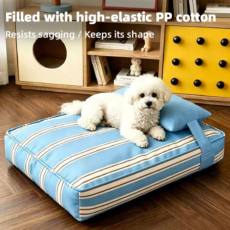 Striped Washable Pet Bed Mat with Removable Pillow - pcmm-8581-2
