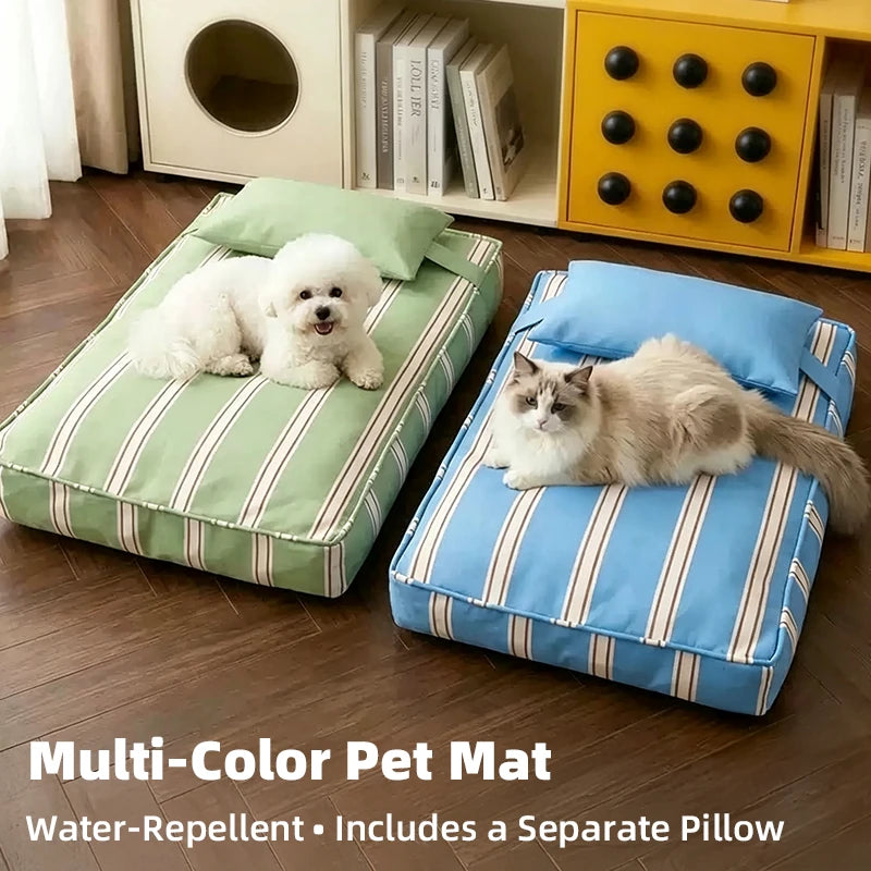 Striped Washable Pet Bed Mat with Removable Pillow - pcmm-8581-4