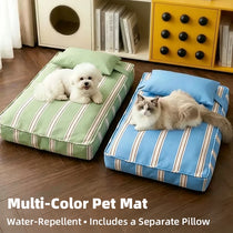Striped Washable Pet Bed Mat with Removable Pillow - pcmm-8581-4