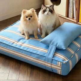 Striped Washable Pet Bed Mat with Removable Pillow - pcmm-8581-5