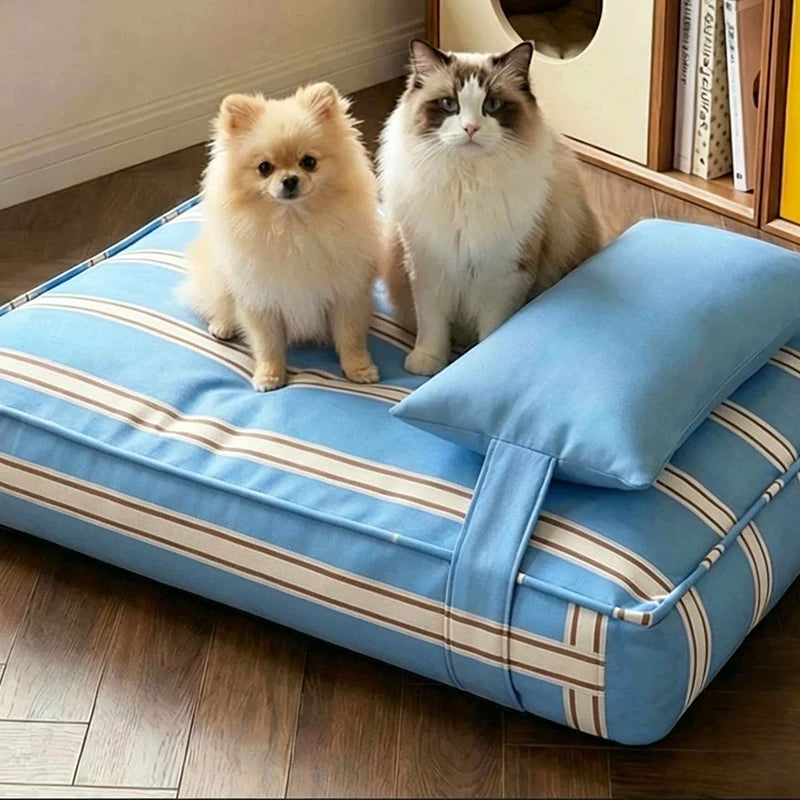 Striped Washable Pet Bed Mat with Removable Pillow - pcmm-8581-5