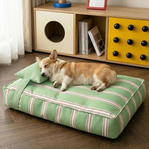 Striped Washable Pet Bed Mat with Removable Pillow - pcmm-8581