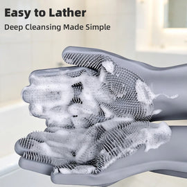 Extra-Long Silicone Pet Grooming Gloves