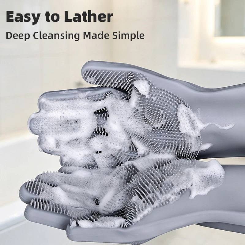 Extra-Long Silicone Pet Grooming Gloves Main image