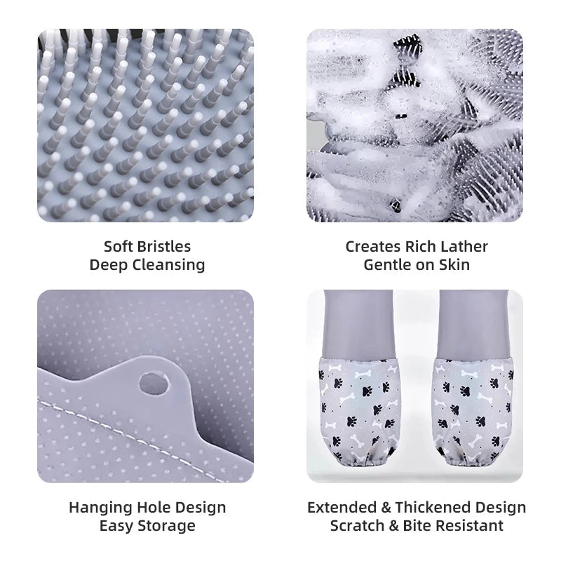 Extra-Long Silicone Pet Grooming Gloves - pfhtd-8597-4