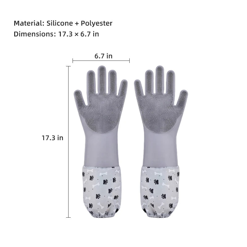 Extra-Long Silicone Pet Grooming Gloves - pfhtd-8597-6