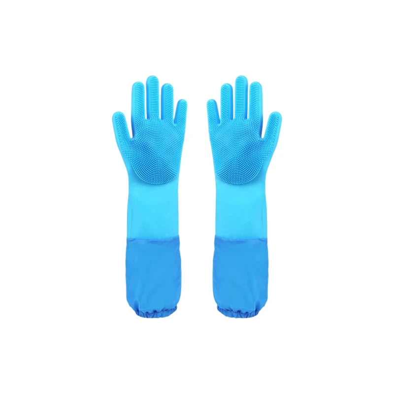 Extra-Long Silicone Pet Grooming Gloves - pfhtd-8597-a-BU
