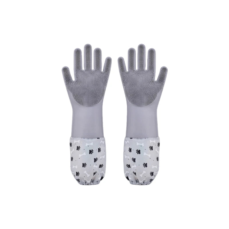 Extra-Long Silicone Pet Grooming Gloves - pfhtd-8597-a-GY