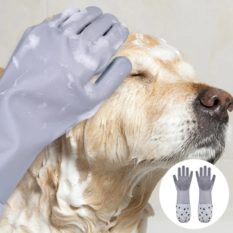 Extra-Long Silicone Pet Grooming Gloves - pfhtd-8597