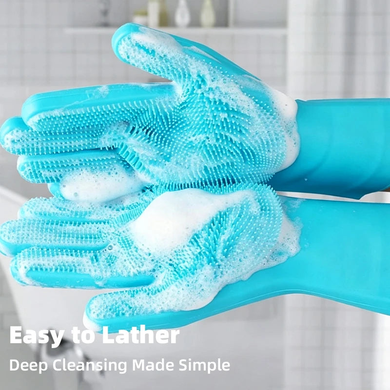 Silicone Pet Bathing Gloves with Massage Bristles Main image