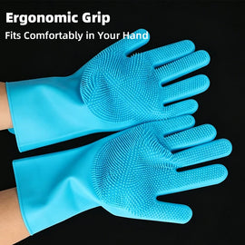 Silicone Pet Bathing Gloves with Massage Bristles - pgzm-8596-3