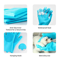 Silicone Pet Bathing Gloves with Massage Bristles - pgzm-8596-4