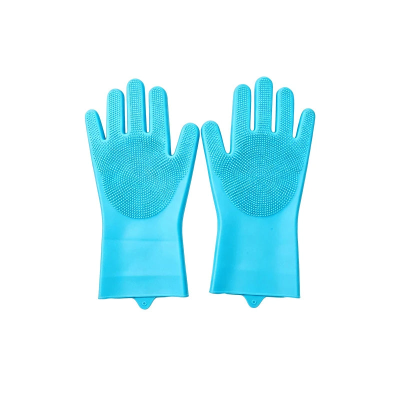 Silicone Pet Bathing Gloves with Massage Bristles - pgzm-8596-a-BU