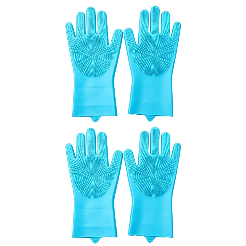 Silicone Pet Bathing Gloves with Massage Bristles - pgzm-8596-b-BU