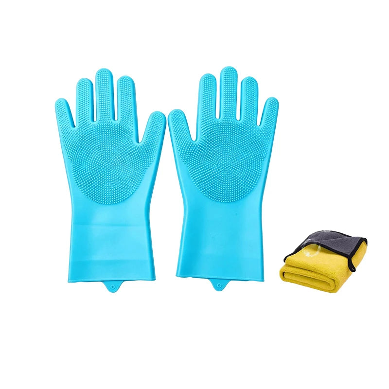 Silicone Pet Bathing Gloves with Massage Bristles - pgzm-8596-c-BU