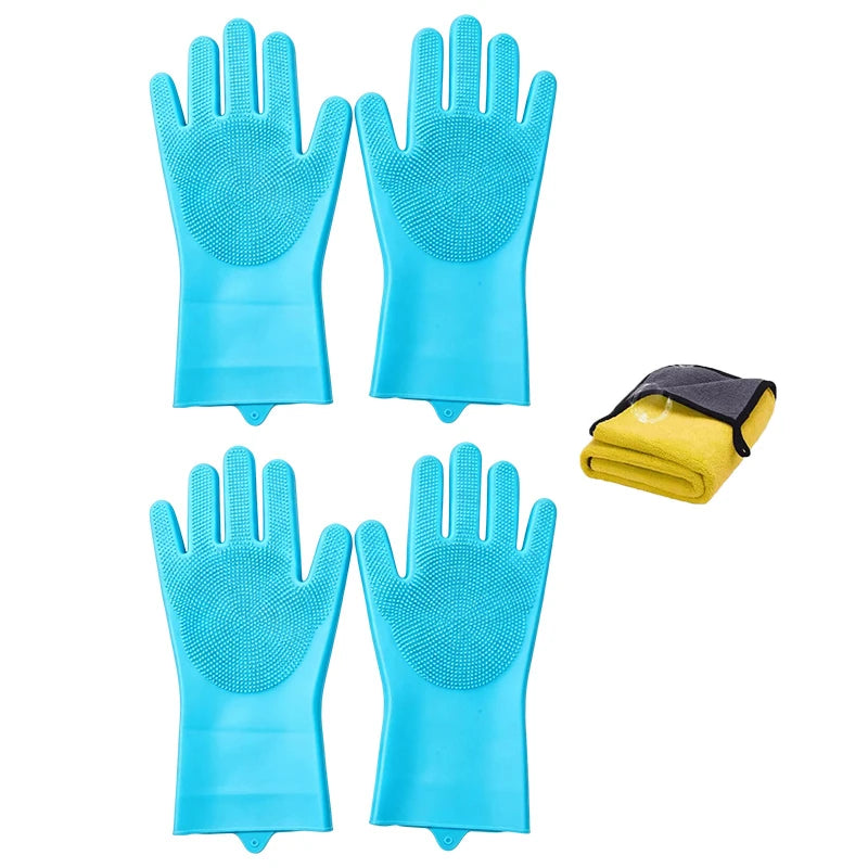 Silicone Pet Bathing Gloves with Massage Bristles - pgzm-8596-d-BU
