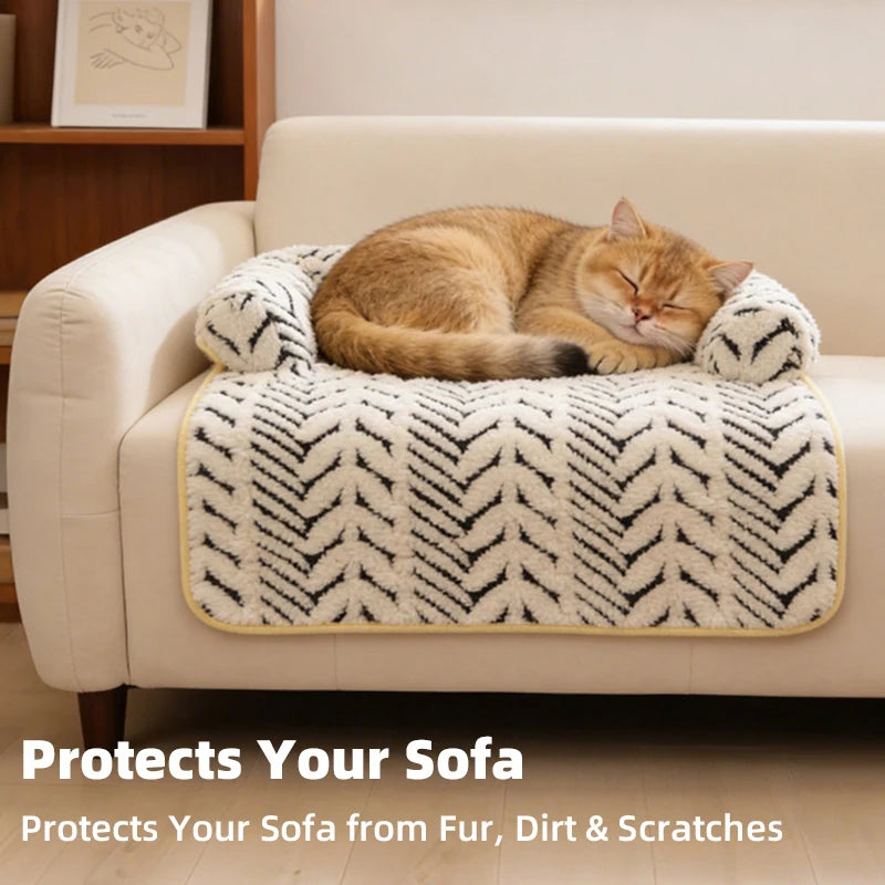 Plush Pet Sofa Protector Bed with Bolster Main image