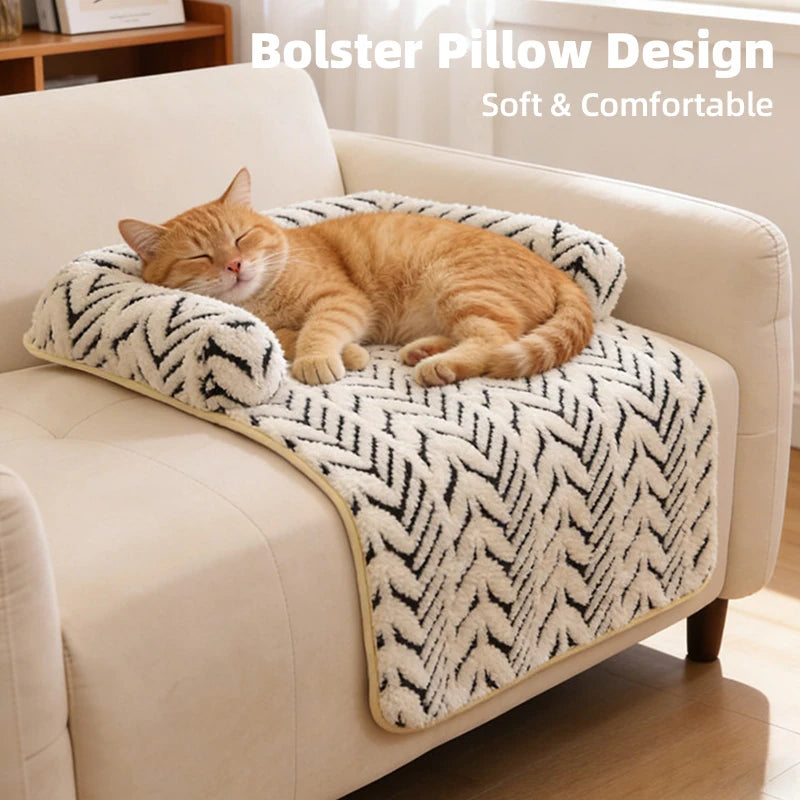 Plush Pet Sofa Protector Bed with Bolster - pkaj-8584-2