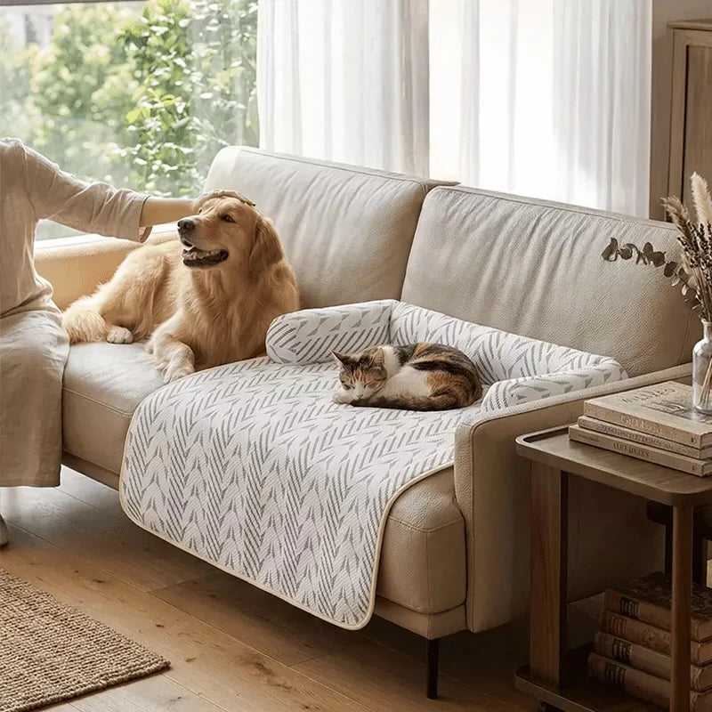 Plush Pet Sofa Protector Bed with Bolster - pkaj-8584-a2-COLOR1