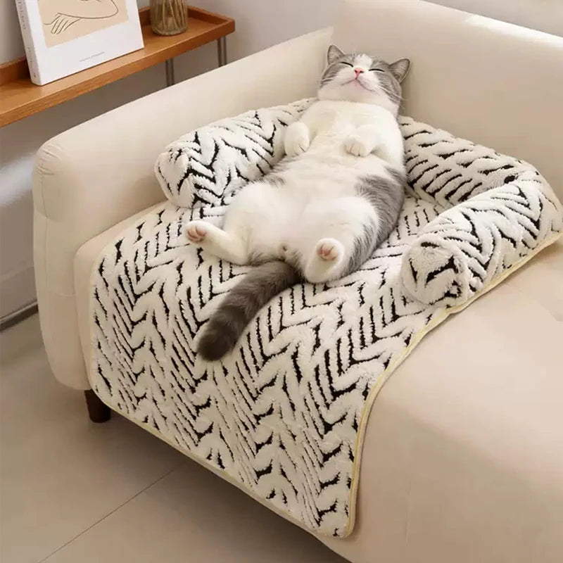 Plush Pet Sofa Protector Bed with Bolster - pkaj-8584