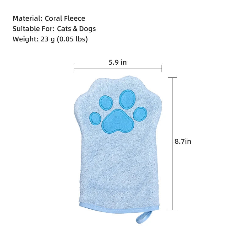 Absorbent Paw-Shaped Pet Grooming Mitt - pmgdj-8586-7