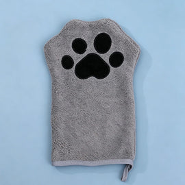 Absorbent Paw-Shaped Pet Grooming Mitt - pmgdj-8586-a1-GY