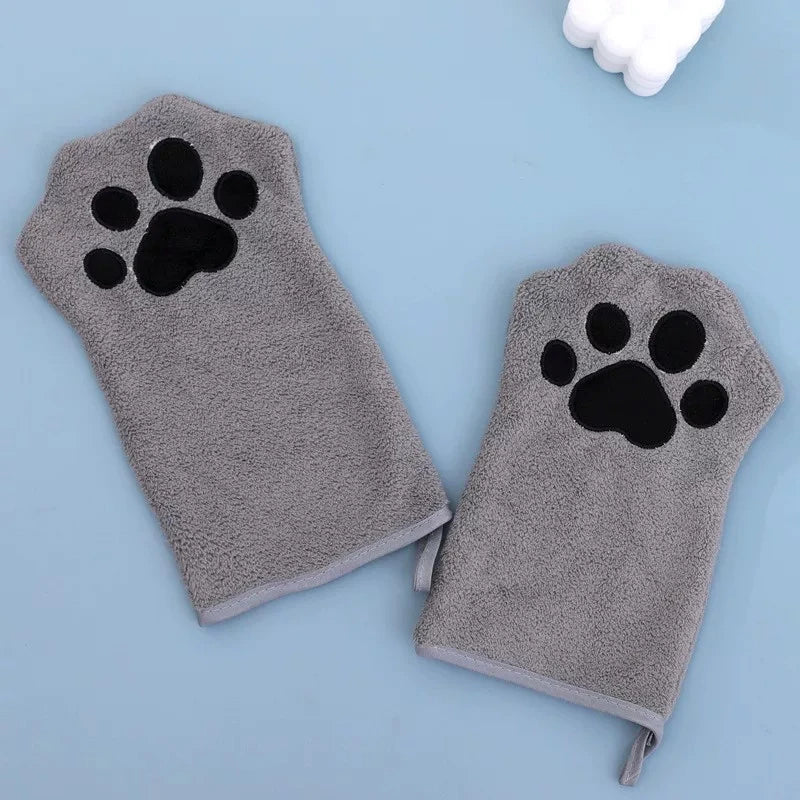 Absorbent Paw-Shaped Pet Grooming Mitt - pmgdj-8586-a2-GY