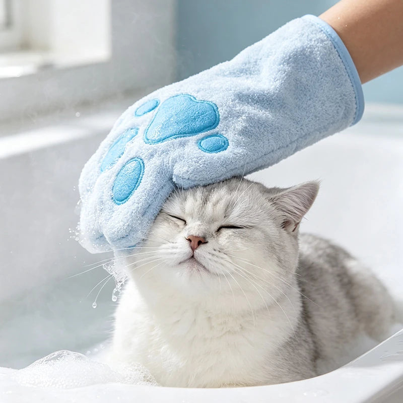 Absorbent Paw-Shaped Pet Grooming Mitt - pmgdj-8586