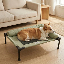 Elevated Mesh Pet Bed with Three-Sided Bolster - pnzcws-8593-2