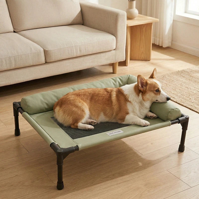 Elevated Mesh Pet Bed with Three-Sided Bolster - pnzcws-8593-2