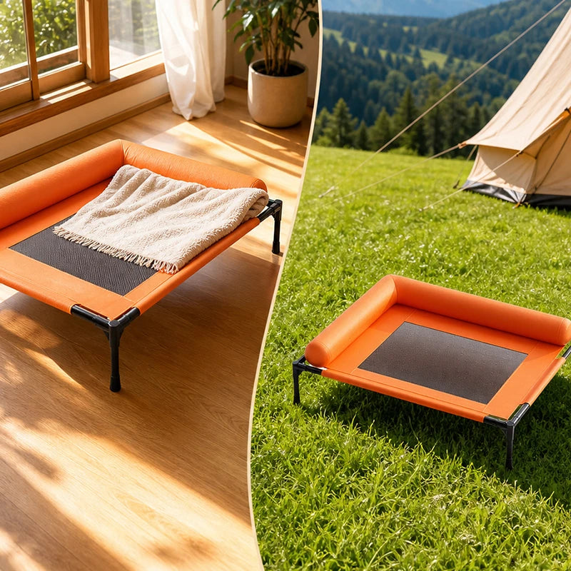 Elevated Mesh Pet Bed with Three-Sided Bolster - pnzcws-8593-6