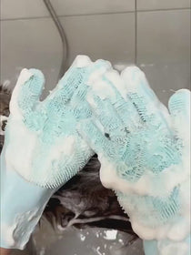 Extra-Long Silicone Pet Grooming Gloves