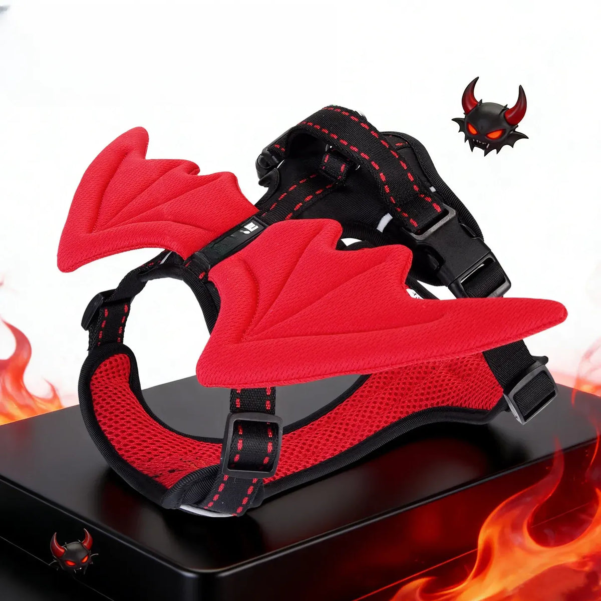 Breathable Demon & Angel Wing Dog Harness with Optional Leash in Harness Only – Black Hauptbild