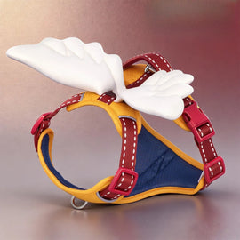 Breathable Demon & Angel Wing Dog Harness with Optional Leash in Harness Only – Yellow