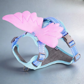 Breathable Demon & Angel Wing Dog Harness with Optional Leash in Harness Only – Blue
