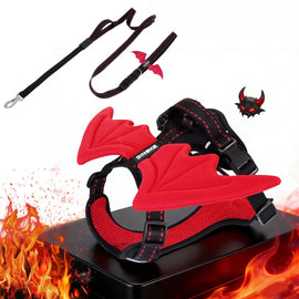 Breathable Demon & Angel Wing Dog Harness with Optional Leash in Harness + Multifunction Leash – Black
