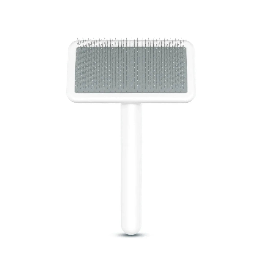 Pet Slicker & Pin Brush for Detangling and Coat Care in Soft-Pin Slicker Brush – White
