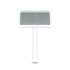 Pet Slicker & Pin Brush for Detangling and Coat Care in Soft-Pin Slicker Brush – White